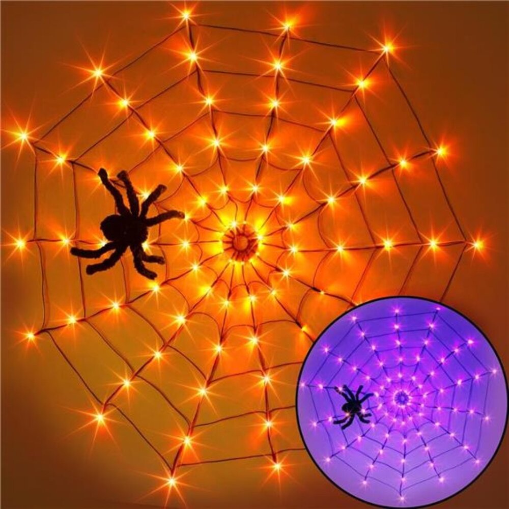 Halloween Decorations, Spider Web Lights for Home, 4FT 84LED Light Up Spiderweb